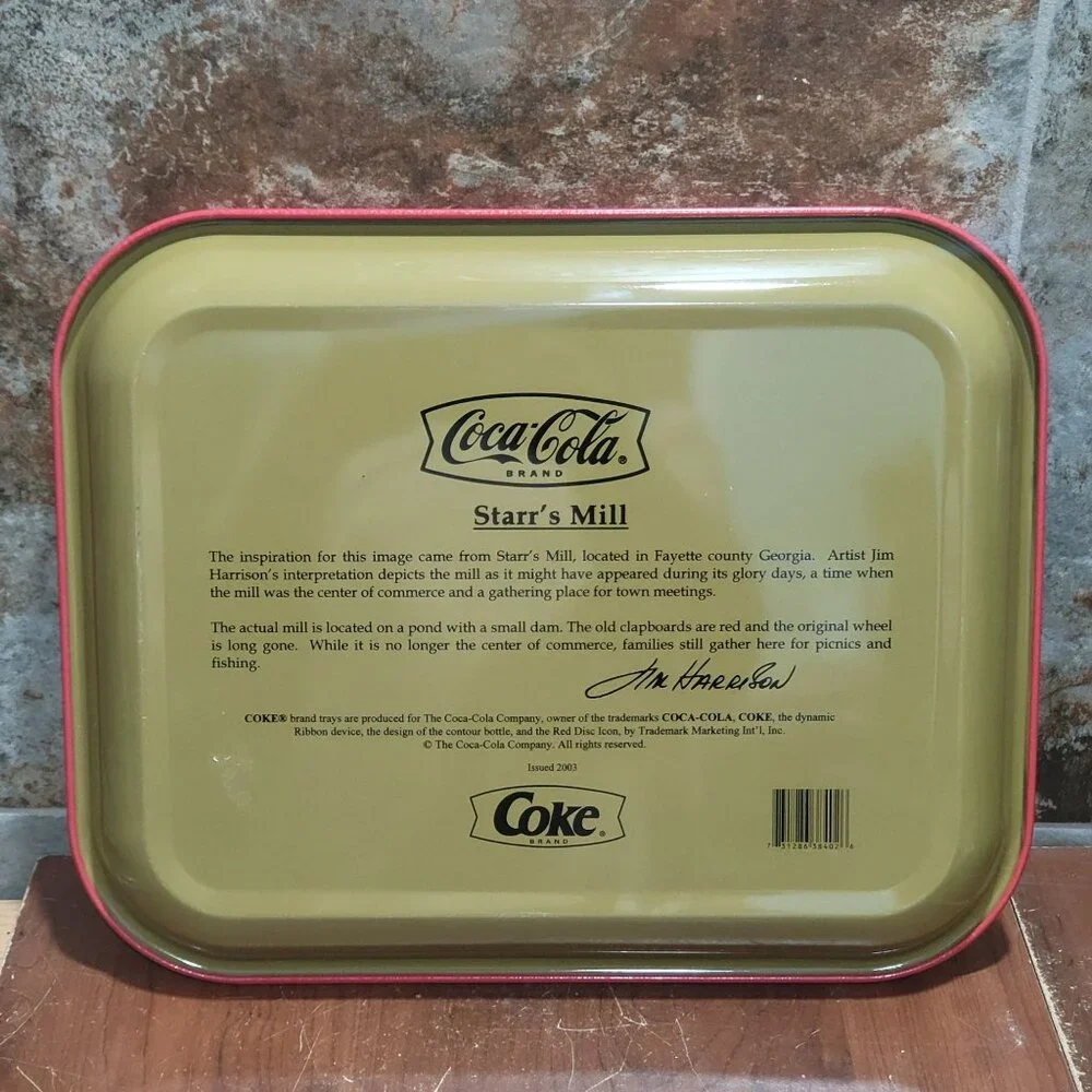 Coca Cola Starrs Mill Brand Metal Serving Tray Jim Harrison 2003
